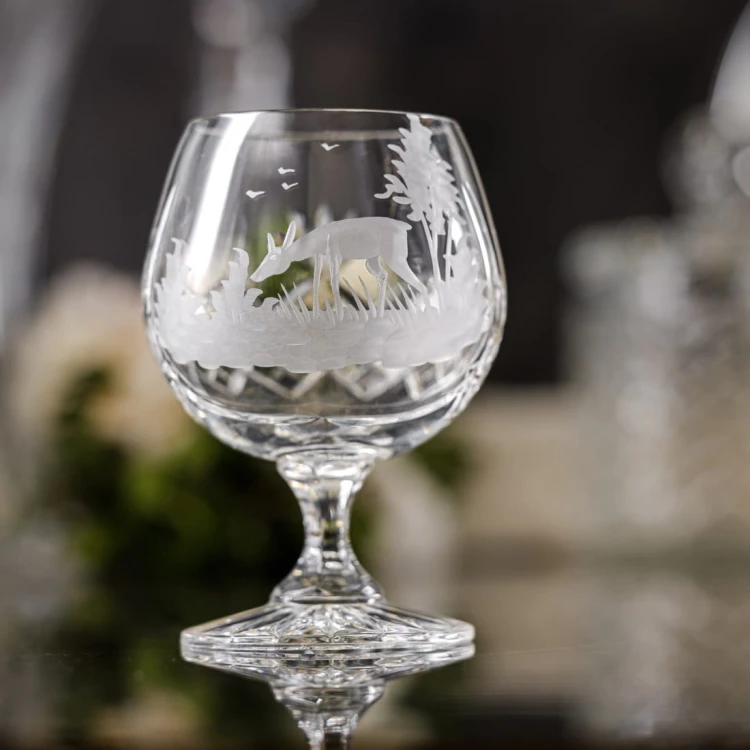 Prezent dla myśliwego - kryształowe kieliszki do koniaku 250ml 2szt w pudełku prezentowym