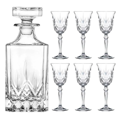 Zestaw prezentowy- kryształowa karafka + kryształowe kieliszki do likieru, nalewki 50ml, 6szt w pudełku prezentowym OKP2G