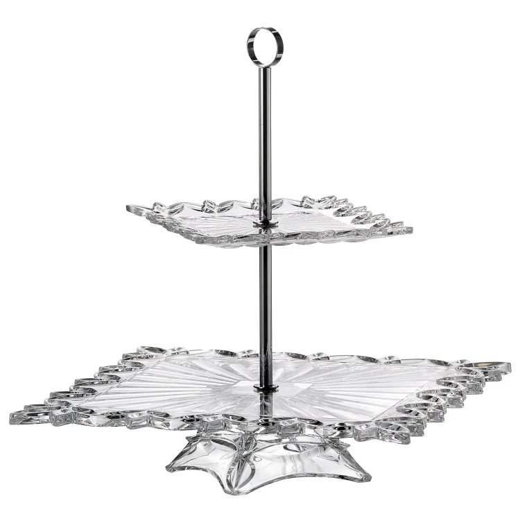 Patera kryształowa Pierced dwupoziomowa na ciasto, owoce 35,5cm