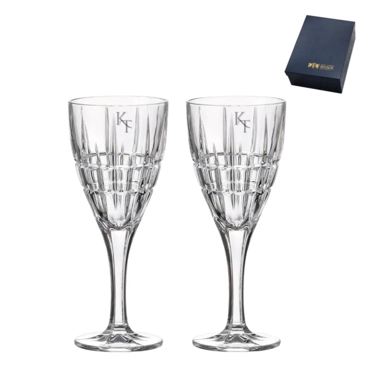 Kryształowe kieliszki do wina Glory 320ml 2szt z grawerem w pudełku prezentowym