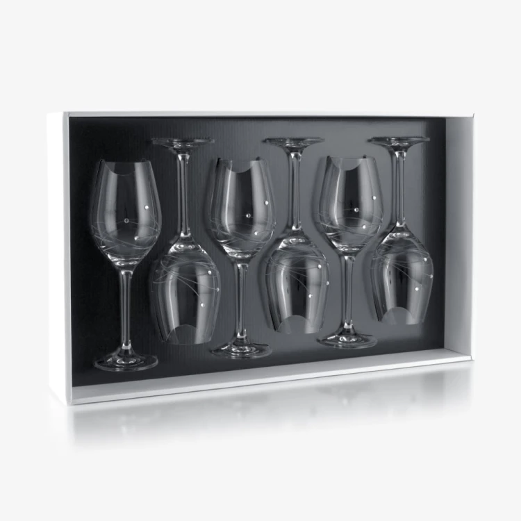 Kryształowe kieliszki do wina z kryształkami Swarovskiego 360ml, 6szt