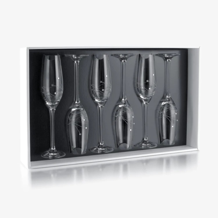 Kryształowe kieliszki do szampana z kryształkami Swarovskiego 210ml, 6szt