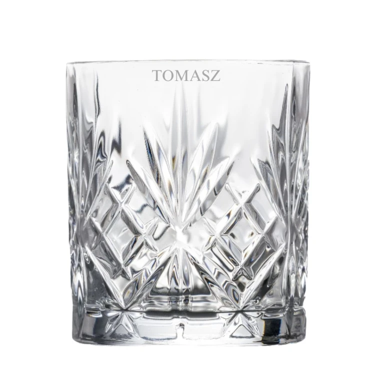 Kryształowa szklanka do whisky z imieniem, 310ml, 1szt - prezent na walentynki dla niego
