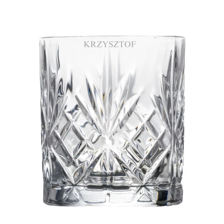 Kryształowa szklanka do whisky z imieniem, 310ml, 1szt - prezent na walentynki dla niego