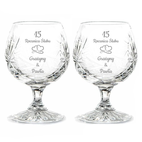 Kryształowe kieliszki do koniaku z grawerem 170ml, Młynek MK51, 2szt