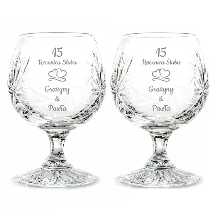 Kryształowe kieliszki do koniaku z grawerem 170ml, Młynek MK51, 2szt