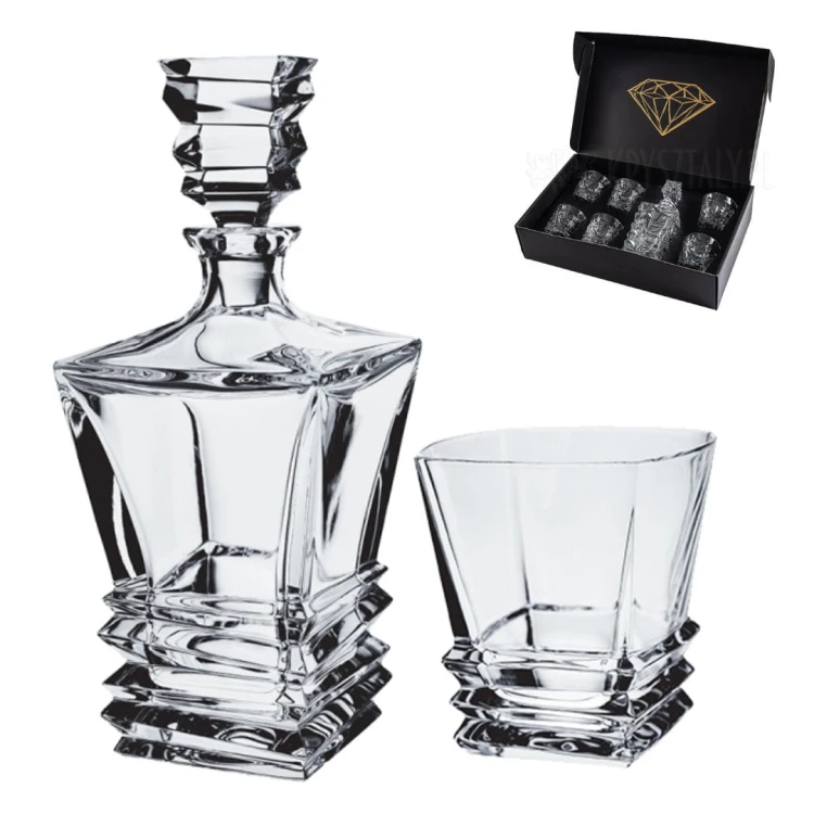 Zestaw do whisky ROCKY kryształowa karafka + kryształowe szklanki do whisky 6szt w opakowaniu prezentowym Premium
