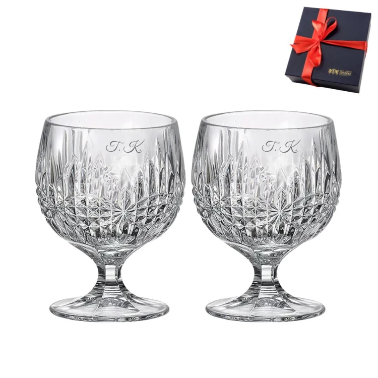 Kryształowe kieliszki do koniaku Star 250ml, 2szt, z grawerem inicjałów, w pudełku prezentowym