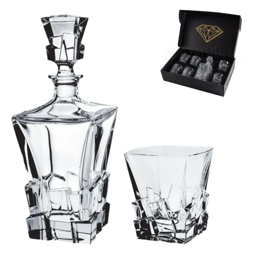 Zestaw do whisky CRACK kryształowa karafka + kryształowe szklanki do whisky 6szt w opakowaniu prezentowym Premium