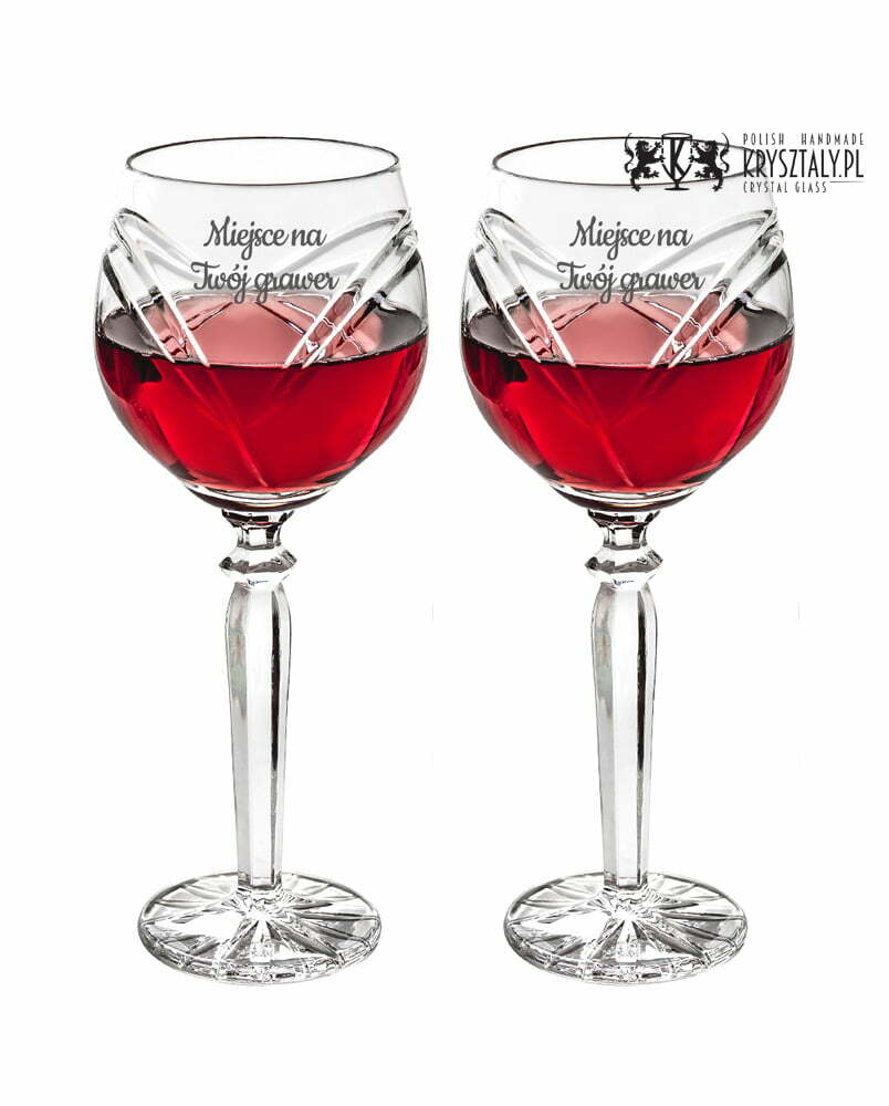 Kryształowe kieliszki do wina dla Pary Młodej 300ml Serca 2szt