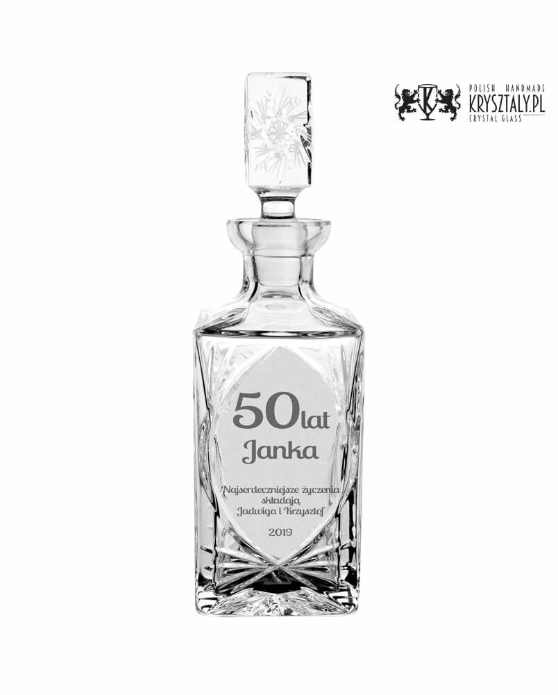 Kryształowa karafka do whisky z grawerem 750ml Młynek MK90- prezent na 50 urodziny