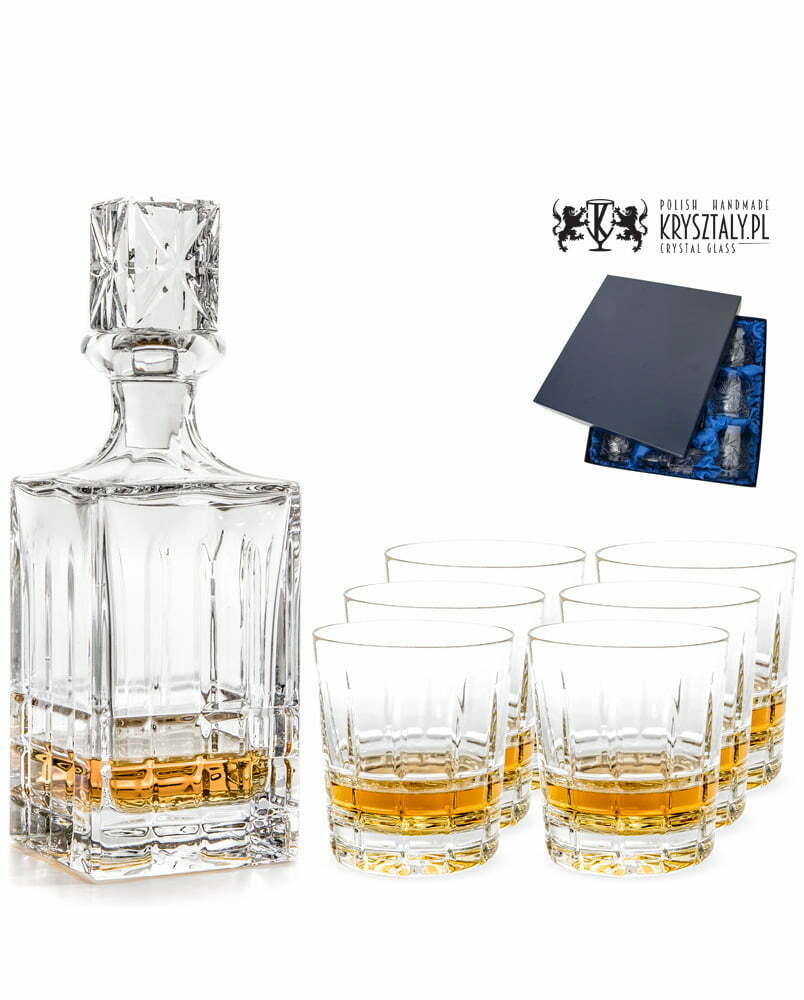 Zestaw do whisky: kryształowa karafka + kryształowe szklanki do whisky 6szt w opakowaniu prezentowym Glory GZ11