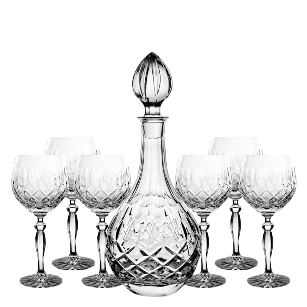 Kryształowa karafka do wina + kryształowe kieliszki do wina 6szt Elixir EZ21