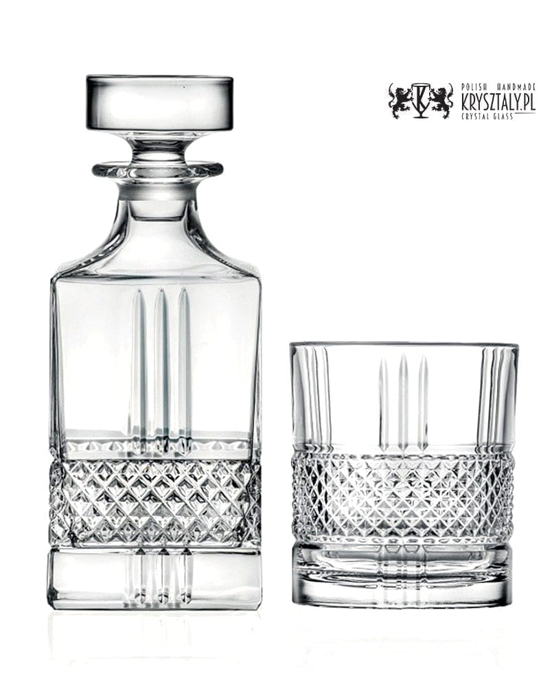 Zestaw do whisky: kryształowa karafka + kryształowe szklanki do whisky 6szt Crystalline Brillante