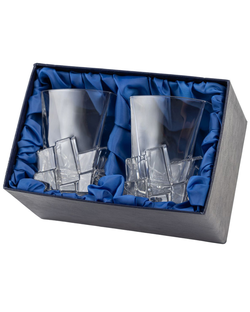 Kryształowe szklanki do whisky 310ml Crack 2szt w pudełku prezentowym