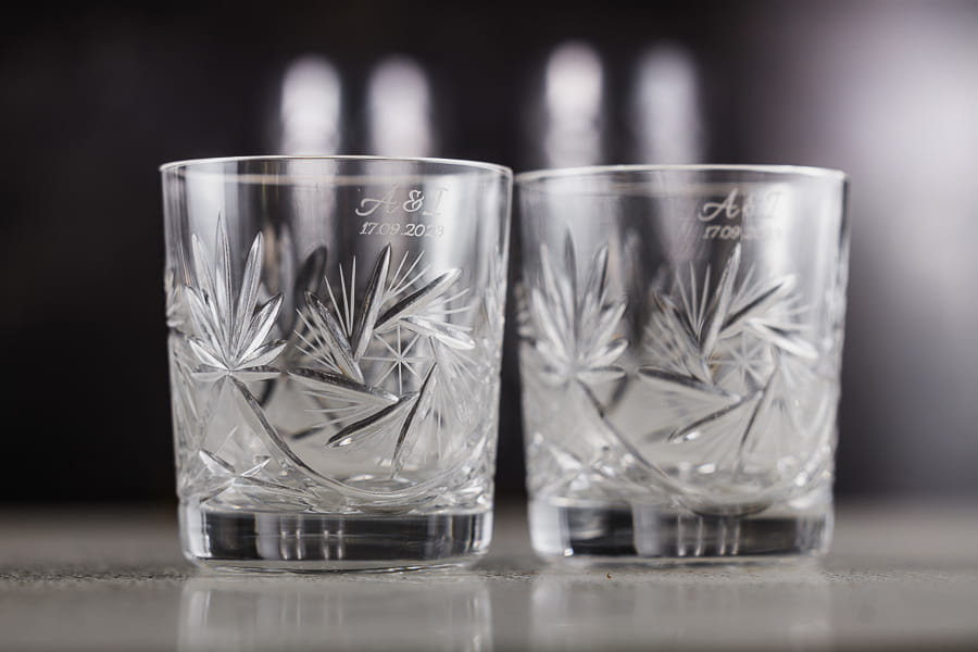 Kryształowe szklanki do whisky z grawerem na rancie 260ml Młynek MK80 2szt