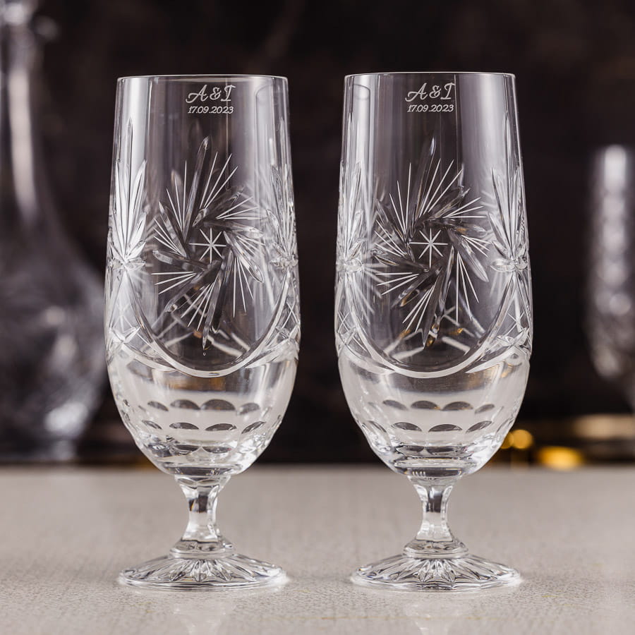 Kryształowe kieliszki do piwa 500ml Młynek MK86 z grawerem na rancie 2szt