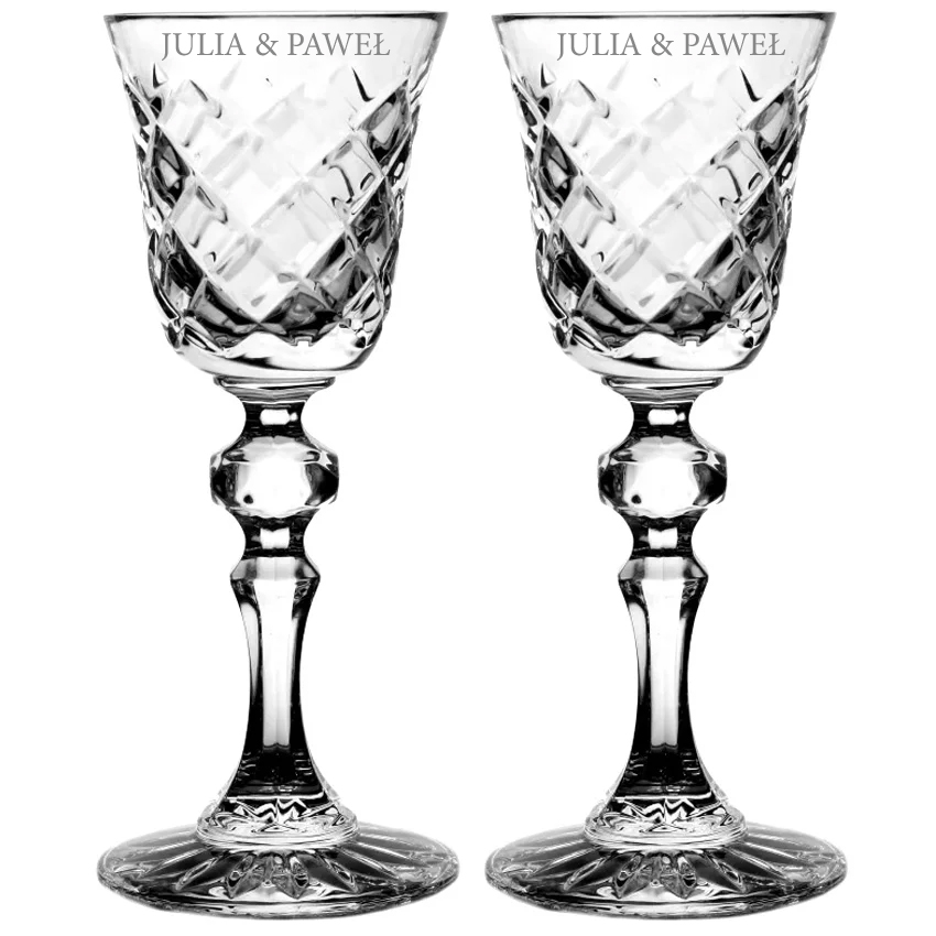 Kryształowe kieliszki do nalewek, likieru z grawerem 60ml King KK20 2szt