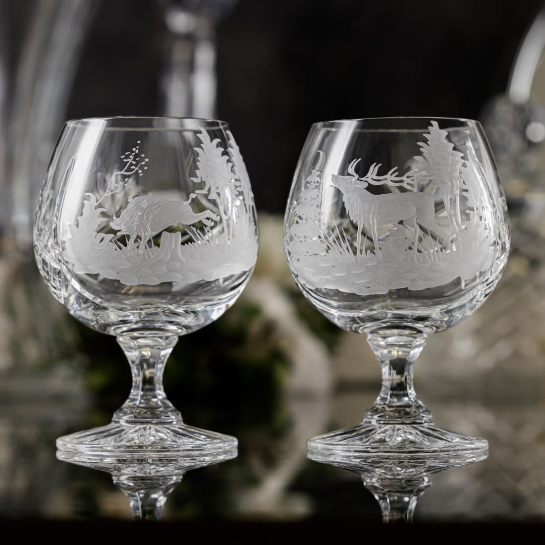 Prezent dla myśliwego - kryształowe kieliszki do koniaku 250ml 2szt w pudełku prezentowym
