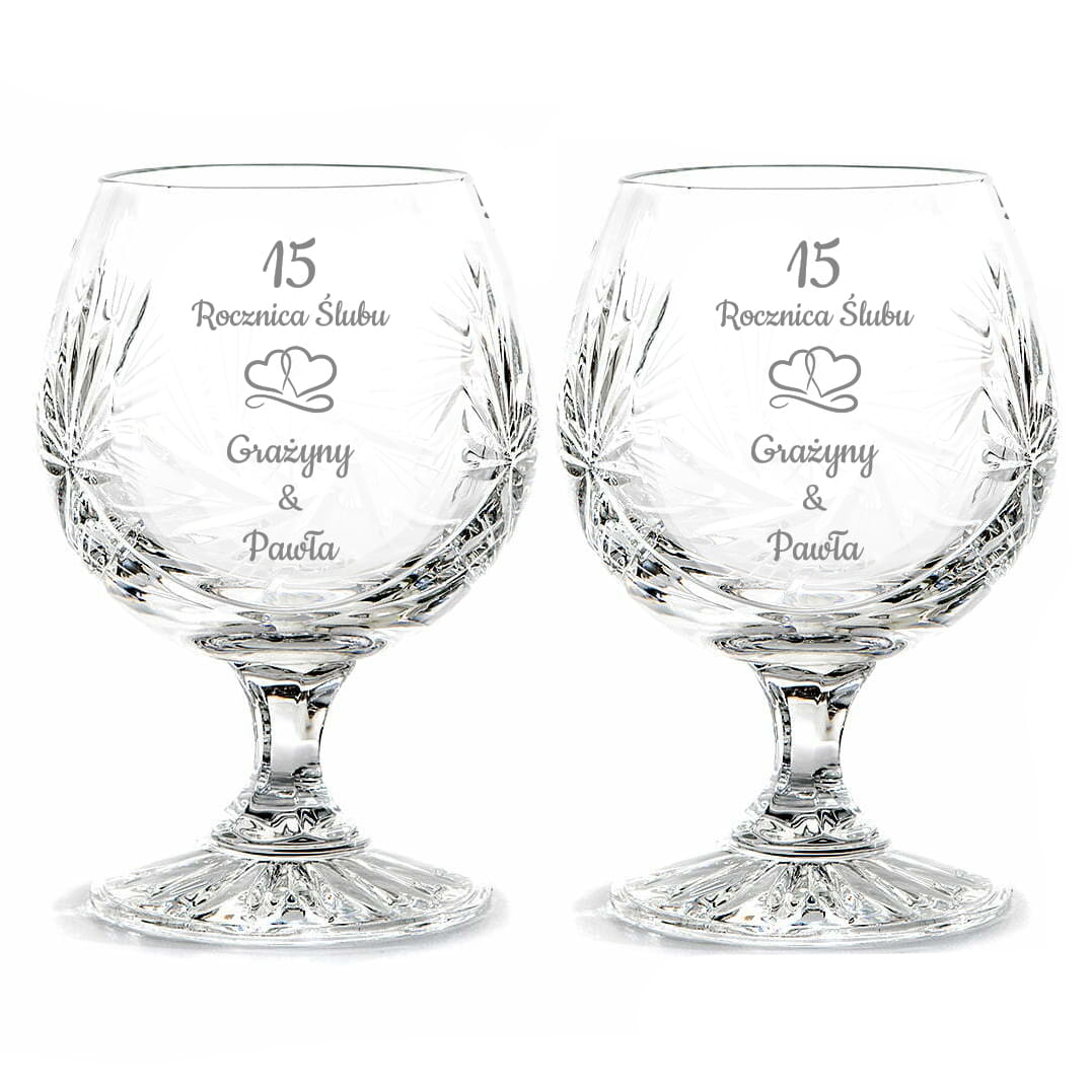 Kryształowe kieliszki do koniaku z grawerem 170ml, Młynek MK51, 2szt